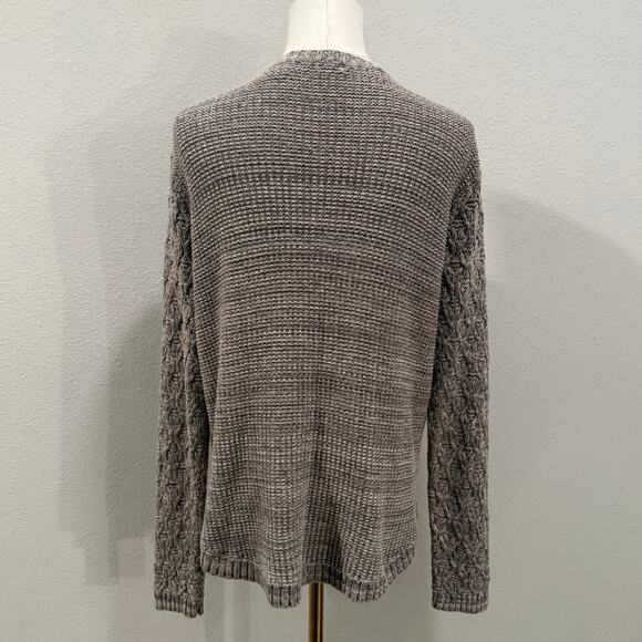 Jeanne Pierre Textured Cotton Knit Women Sweater M Taupe Gray Cozy Neutral Fall - Picture 2 of 7